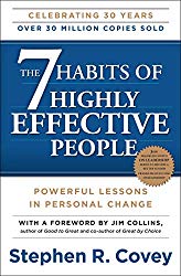 Book cover for The 7 Habits of Highly Effective People by Stephen R. Covey. The book encourages listening so that you understand others before you make yourself understood.